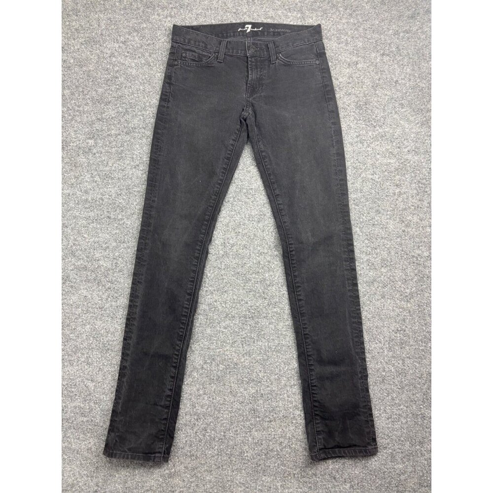 7 For All Mankind Roxanne Jeans Women's 25 Black Denim Skinny‎ Low Rise Stretch